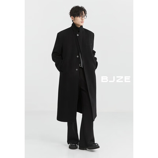 Earl Dowle [Long Over Knee/Down Bottom] Full Wool Coat 100% Men's Commuter Jacket 2024 Autumn and Winter New Midnight Black (Regular Style) XL (180)