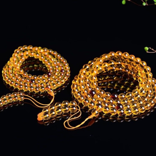 Brahma-made sea amber beeswax pendant, natural gold amber Buddha beads 108 bracelets, amber pendant, sweater chain for men and women, extra small gold amber 6mm, 108 pieces