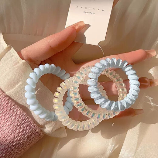Qindu phone ring high-end sense hair rope mixed combination rubber band electric coil small fresh traceless hair tie hair rope for women mermaid blue 4 pieces