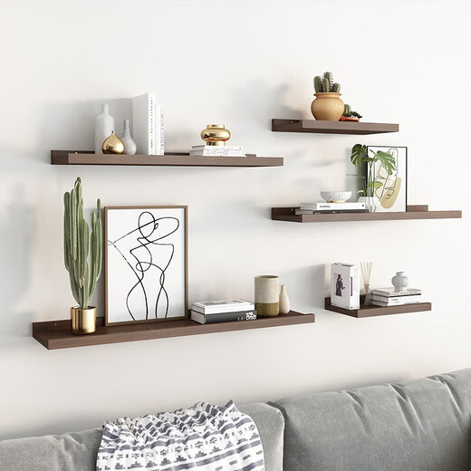 Aibiju solid wood partition wall storage rack wall punch-free one-word shelf storage rack 30*15CM