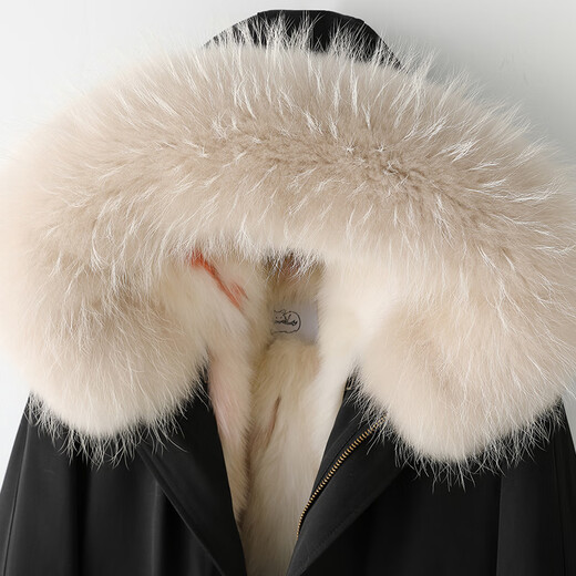 
Aoerrun Haining 2024 winter new fox fur coat women's parka coat real fur young high-end coat medium-length black shell colorful inner liner M 90-105Jin[Jin equals 0.5 kg]