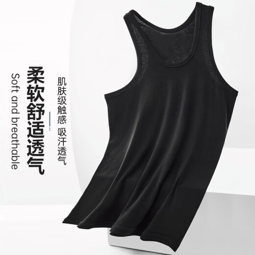 Langsha vest men's spring and summer pure cotton youth sports sleeveless middle-aged and elderly cotton loose inner wear bottoming sweatshirt