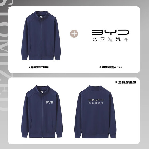 Drucken Sie weiterhin High-End-Arbeitskleidung Jacke Custom Sweatshirt Printing Logo Herbst- und Winterfirma Mitarbeitergruppe Anzug Zipperjacke Workwear [Leichter Luxus/schwerer 350 g] WY-9901 Navy Blue L.