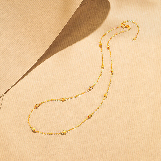 Saturday Fortune (ZLF) yellow 18K gold necklace for women, broken gold, a few taels of gold beads, pendant, holiday gift for girlfriend, 40cm +5cm