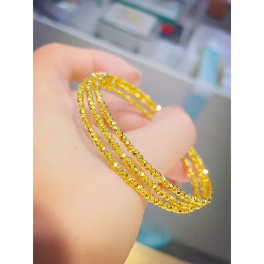 DL 1998 Fett Donglai Qualität 18k Gold gebrochenes Goldarmband 18K Goldene Gerichte und Perlen Drei-Kreis-Gedächtnismemory Elastic Armband Frauenhundert Gerichte und Perlen Drei-Kreis-Armband
