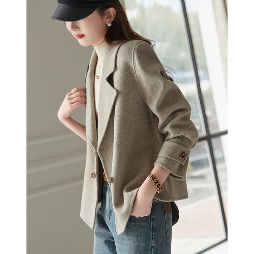 Demana double-sided wool reputation king new winter commuter sheep wool Korean style lapel simple style jacket women's short top