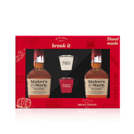 美格波本威士忌（MAKER'S MARK）调和型 礼盒装375ml*2 美国肯塔基州 威士忌洋酒情人节送礼
