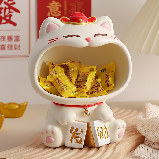 Qile Lucky Cat Housewarming Gift New Year Moving Porch Ornament Living Room Key Storage Rack New Home Gift Decoration Bell Cat + Storage Rack