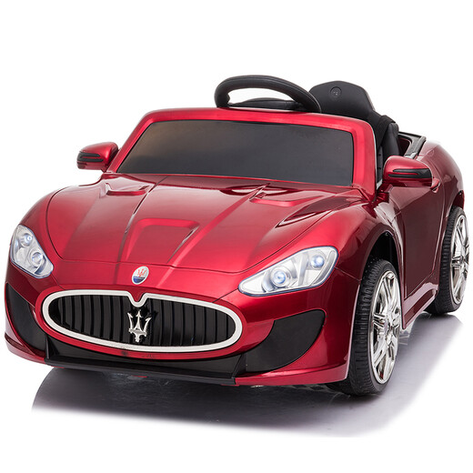 Yijing Maserati children's electric car four-wheel drive four-wheel remote control car children's toys can be used to charge children's car four-wheel drive paint red + self-driving remote control rock + leather seat + Bluetooth music