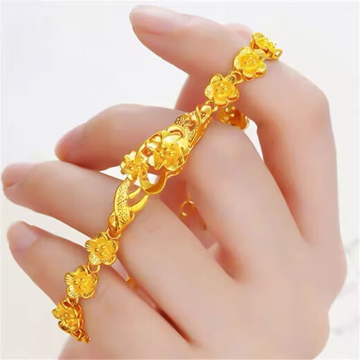 Big leak Hong Kong genuine 999 gold bracelet light sand solid round beads transfer beads sand gold bracelet gift rose gold bracelet + gift box