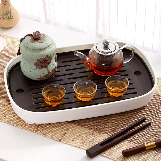 Tiannan Brothers household simple tea tray tea cup tray rectangular modern small living room water storage plastic water cup drain tray thickened large walnut color