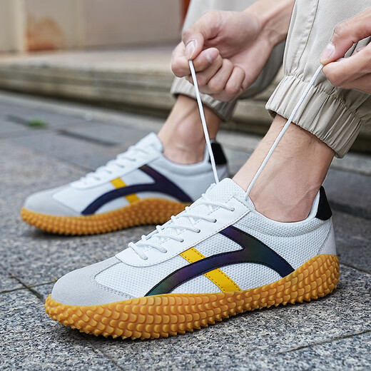 Tendon-soled sports shoes for men, non-slip and wear-resistant, outdoor running casual running shoes, soft-soled tug-of-war shoes, black mesh ff07 40