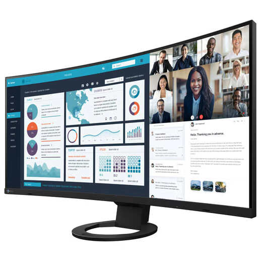 Yizhuo Eizo Yizhuo EV3895 gebogener Fisch Bildschirm Low blau Licht ohne Flash Energy Sparende Augenschutz Business Office Börse Unterhaltung 37,5-Zoll Schwarz Schwarz