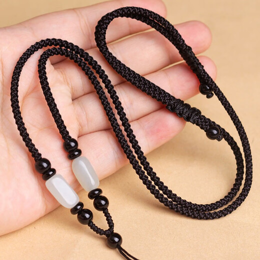 Zhenxi jade pendant lanyard men's pendant rope lanyard safety buckle jade pendant hand-woven rope necklace rope women's pendant rope black Hetian jade lanyard adjustable