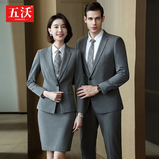 Wuwo autumn and winter thick suit suit for men and women, same style, public salesperson, bank teacher, 4S hotel manager, president suit, women's navy suit + trousers XL