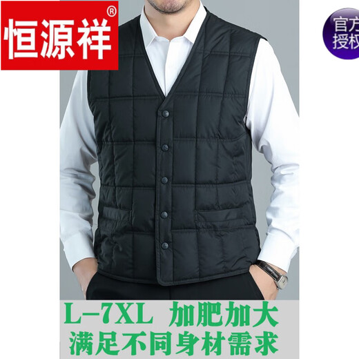 恒源祥秋冬款中老年人男士马甲加肥大码特体父亲棉坎肩内穿爷爷保暖马夹 深灰色 7XL【建议210-235斤】