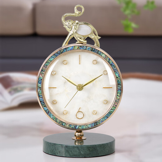 Hanshi (Hense) light luxury shell high-end desk clock living room desktop pendulum clock home decoration clock table clock quartz clock HD6033 Jixiang-short model