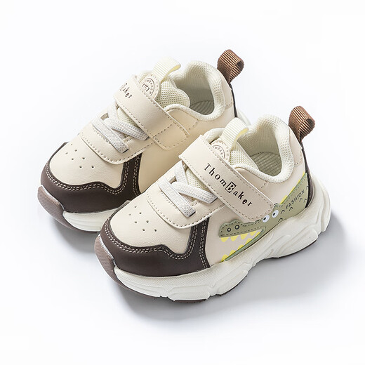 Tombeck children's shoes for girls, toddler shoes, boys' sneakers, lightweight, comfortable, soft-soled toddler functional shoes, beige crocodile 19