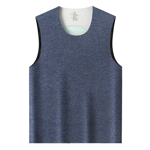 Scarecrow 2024 Men's Belly Protective Warm Vest Plus Size Sleeveless Bottoming Light Luxury Men's Soft Skin Friendly Fat Vest Navy Blue 2XL