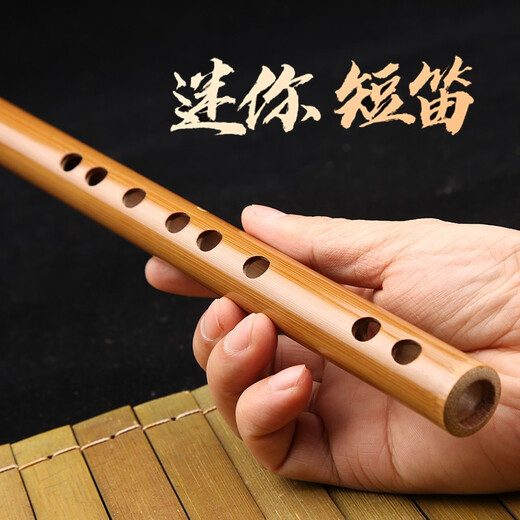 Shuhuai Musical Instrument (shuhua) Piccolo Membrane-free Pore Colored Bitter Bamboo Flute Mini Portable Beginner Flute Students Adult Playing Musical Instrument F-tune Membrane-free Pore Colored Bitter Bamboo Flute