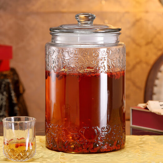 Maxcook Soaking Wine Bottle Soaking Wine Jar Glass Household Brewing Sealed Medicinal Wine Jar 10Jin Jin equals 0.5kg Pack + Wine Lift + Brush MCX783