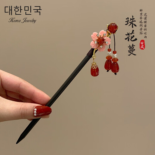 Qianla Children's Ancient Style Chinese-style Wooden Hairpin Girls' Walking Tassel Pendant Hair Accessories Red New Year's Eve Hair Accessories Liu Hanyan A22-308