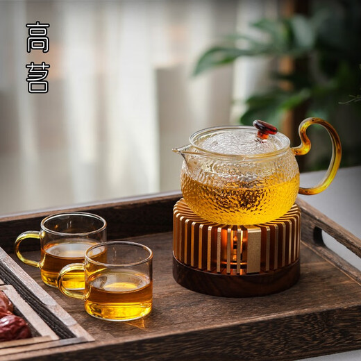 Gaoming candle warm tea stove candlestick warm tea base heating stove teapot tea warmer insulation stove roasted tea stove roasted tea set tea set streamer candle base + hammered pot 240ml