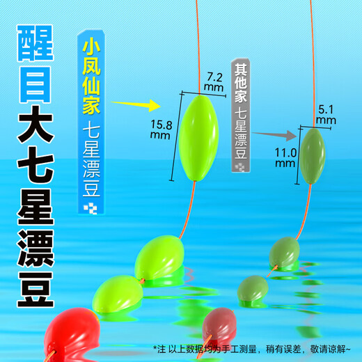 Xiaofengxian Dalima seven-star floating line set with enlarged eye-catching beans, traditional fishing bottom fishing without adjustment and floating main line set, double hook full set of fishing line 3.9m seven-star floating 3-roll package + Iseni double hook 5 pairs 0.8
