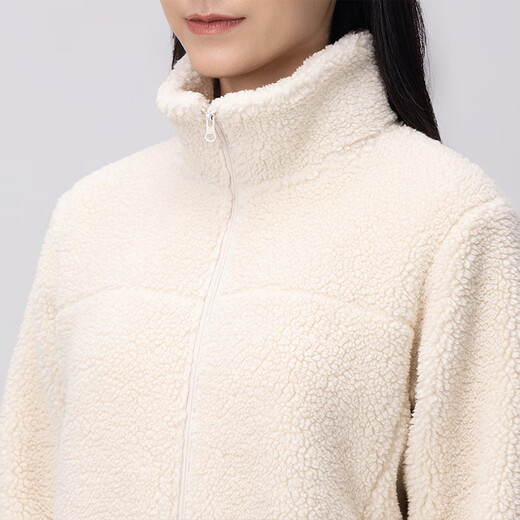 MUJI Women's Long Wool Fleece Jacket Women's Jacket Winter Women's Warm BBJ26C4A Ivory M (160/84A)