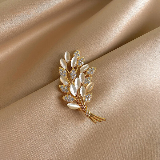 Idel's high-end rhinestone synthetic cat's eye wheat ear brooch, elegant and cute Japanese light luxury anti-exposure buckle Internet celebrity gift rhinestone tree small brooch XZ0076