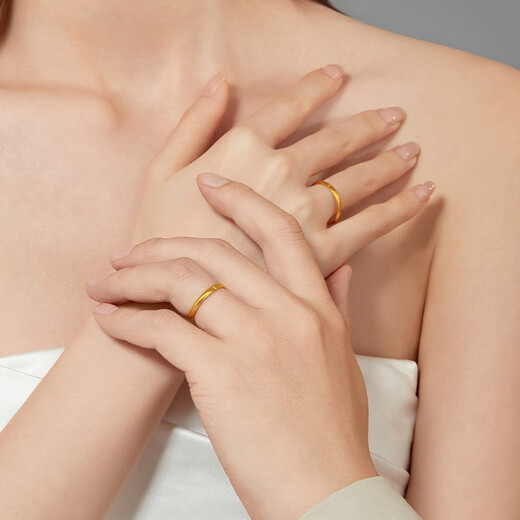 Laomiao gold ring, solid gold ring, couple ring engraving, DIY custom engagement and proposal, Valentine's Day gift for girlfriend, women's ring, 13 rings (gift box), about 2.5g (including labor costs)