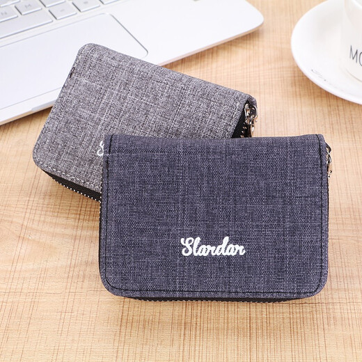 Tuzun Herren Canvas-Kartenbeutel Anti-Demagnetization Compact Multifunktion Multi-Card-Lizenz-Lizenz-Münz-Brieftaschen-Zertifikat integrierter Trend Schwarz Schwarz
