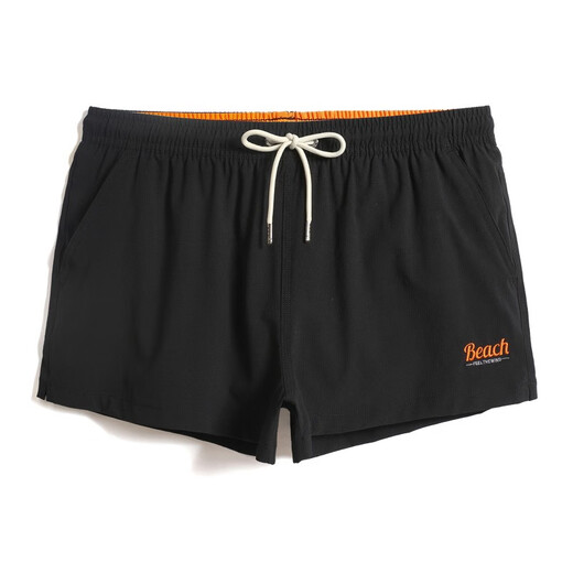 GAILANG Summer Triangle Lined Beach Pants Men's Quick-drying Three-Point Sports Shorts Anti-Embarrassing Swimming Pants Running Pants Light Khaki L