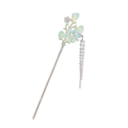 Mrs Win's new antique style tassel flower hairpin, ball headband, hairpin, cheongsam, Hanfu hairpin, walking accessories, light green flower tassel