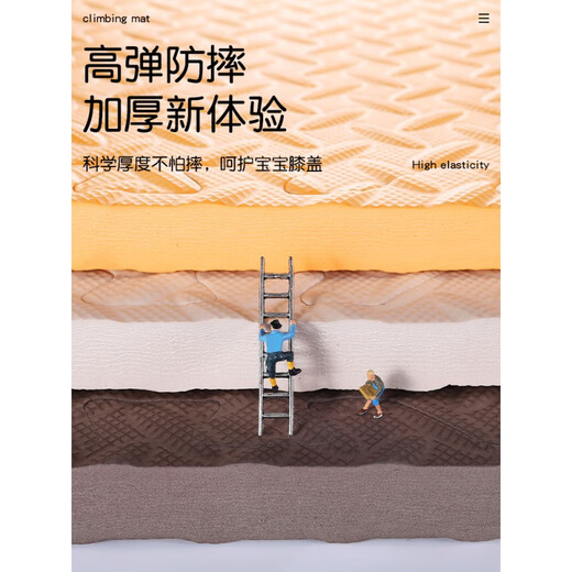 曼龙（manlong）店儿童泡沫地垫宝宝爬行垫家用婴儿防摔垫卧室铺地垫 米+咖+橘 【30*30*1.2cm(24片装)】