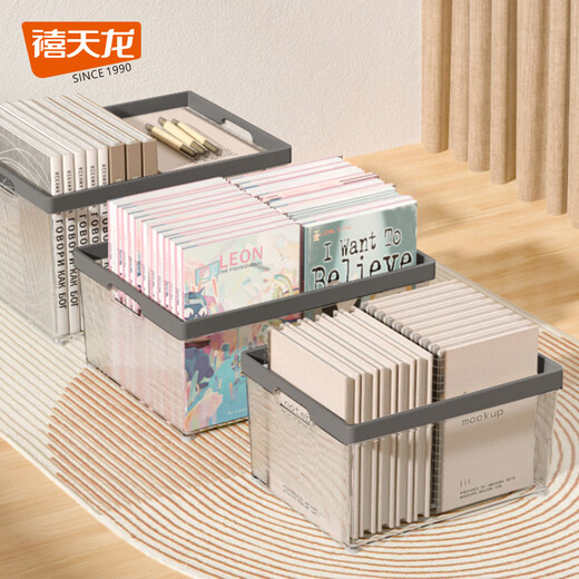 禧天龙（Citylong）桌面书本收纳盒7.8升中号白加厚高透化妆品收纳箱浴室厨房储物盒
