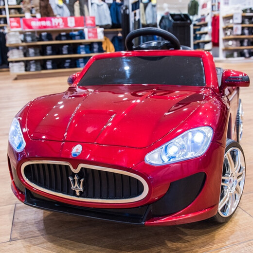 Yijing Maserati children's electric car four-wheel drive four-wheel remote control car children's toys can be used to charge children's car four-wheel drive paint red + self-driving remote control rock + leather seat + Bluetooth music