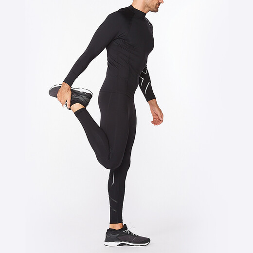2XUIgnition series compression clothing tights men's quick-drying clothing fitness clothing fitness clothing plus velvet thermal tops black/silver label L