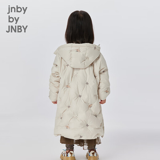 jnby by JNBY江南布衣童装冬装男女童长款羽绒服连帽刺绣图案儿童1N0C13601 056冷灰白 130 cm
