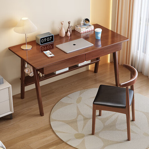 Huazhou solid wood desk simple small apartment home writing desk desktop computer table bedroom study table 1.2 meters solid wood color