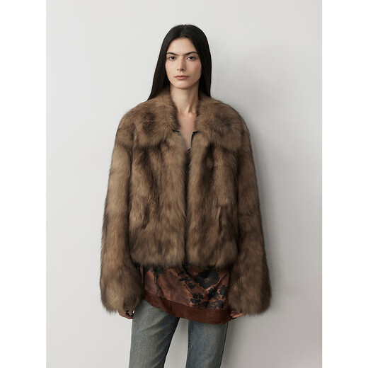 Fu zhien anonyme witch importierte sagafurs fuchs fuchs fell moat Frauen schwere Industrie Zwei-Farben Smile Fellmantel Aprikose braun l