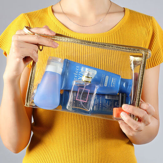 Cosmetic bag jelly transparent Korean large capacity small multi-functional portable simple waterproof toiletry bag storage bag silver medium size