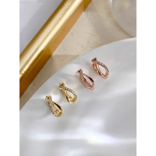 Fat Donglai's same style 18 gold earrings for round face, removed from the cabinet, Xiaoyu 18k gold women's earrings, elegant earrings, Xiaoyu rhinestone 18k gold earrings