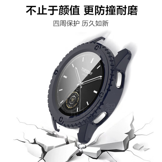 Suitable for Xiaomi watchS3 protective case, new smart watch threaded PC all-inclusive protective case, xiaomi upgraded shell and film integrated anti-fall and anti-collision accessories for men and women, elegant black PC threaded type + tempered integrated protective case, suitable for new Xiaomi Watch S3