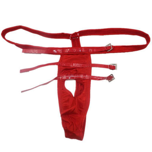 Men's hole-hole underwear sexy binding bondage temptation thong alternative T pants JJ set of underwear wholesale all red