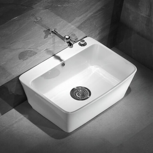 Balcony wash mop pool household bathroom ceramic large floor basin mop pool pa trough small floor-standing mop pool 595 with overflow + Taiwan controlled drain upgraded version