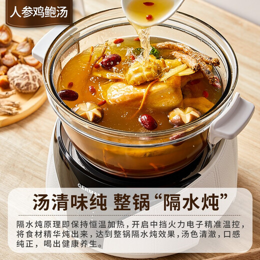 German Pool glass electric stew pot, nutritious slow cooker, large capacity, water-proof stew, 2-3 people Xiangfeng health pot, abalone, ginseng, wing and tripe pot, food nourishing smart stew pot GMD-305, ultra-low water loss rate, slow fire 5L small Xiangfeng stew pot