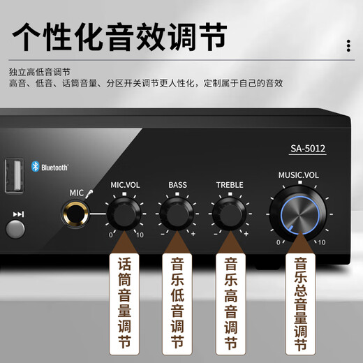 SAST SA-5012 wall-mounted set Bluetooth amplifier public broadcast dance studio home living room commercial conference store background speaker 20W wall-mounted speaker one to two