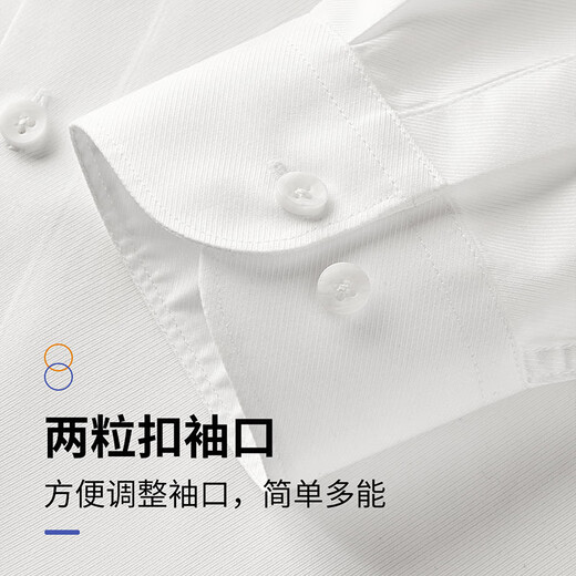 杉杉【200支DP免烫】长袖衬衫男四季款高端商务休闲上衣纯棉抗皱衬衣 白色 L 175/96A(41)