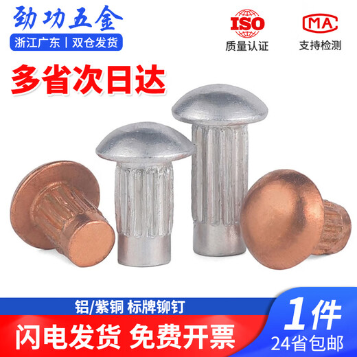 Jinggong aluminum sign rivets copper nameplate rivets trademark rivets solid knurled rivets twill aluminum rivets GB827 aluminum 2*4 200 pieces